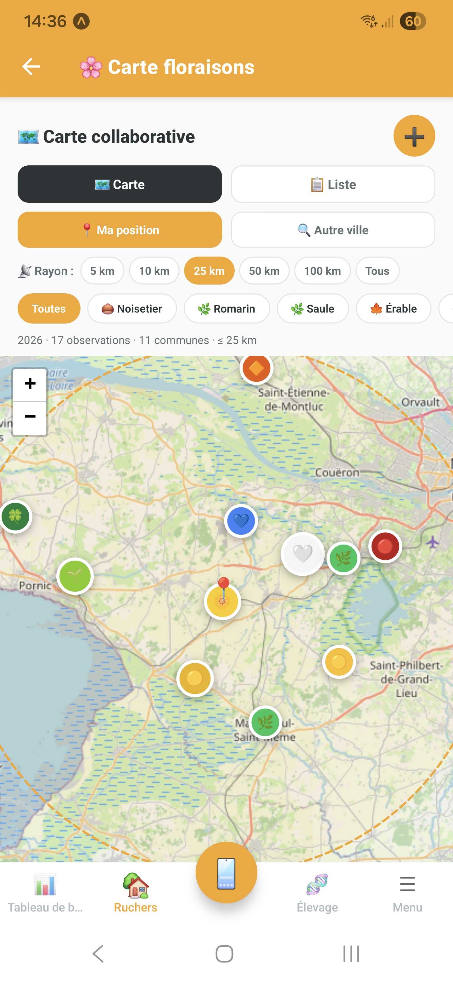 Carte collaborative des floraisons en temps réel